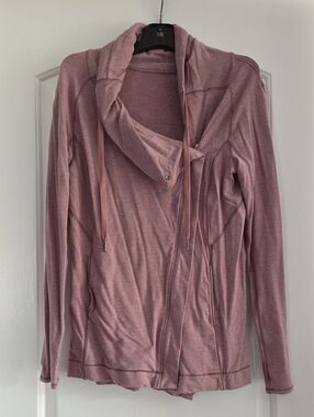 Lululemon Still Jacket Asymmetrical Wrap Drawstring Funnel Neck Pink Size 6